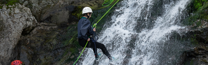 Introduction to canyoning: waterfalls, pools, swimming and slides at the Rivière du Moulin in Baie-Saint-Paul