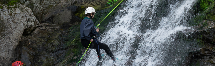 Introduction to canyoning: waterfalls, pools, swimming and slides at the Rivière du Moulin in Baie-Saint-Paul